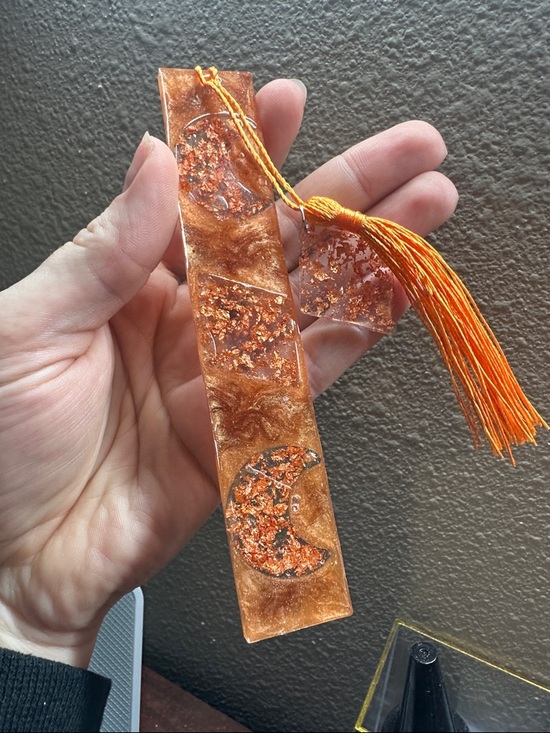 Other - Handmade Orange Resin Bookmark with Tassel -